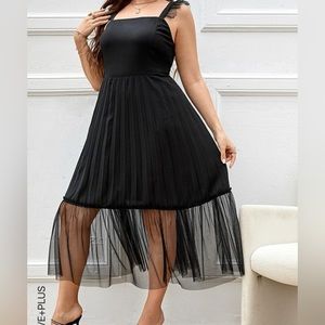 Black mesh plus size dress